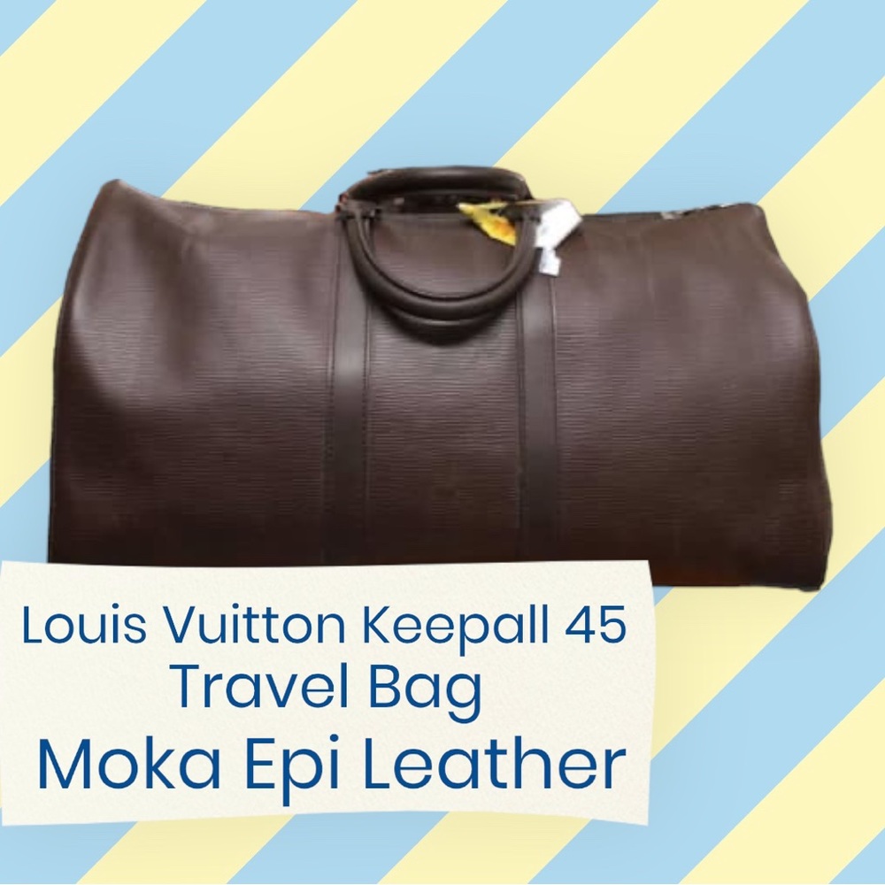 LOUIS VUITTON Keepall 45 Travel Hand Bag Epi Leather Moka 💎 AUTHENTIC 💯 - Picture 14 of 16